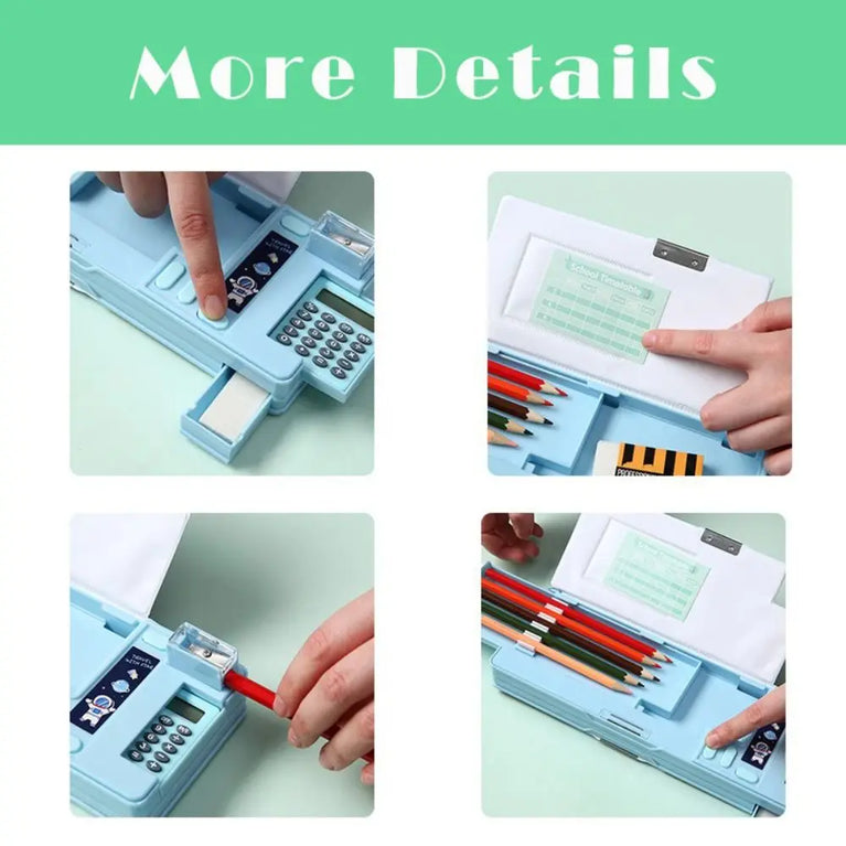 Multifunctional Pencil Case | Integrated Calculator & Sharpener Stationery Box