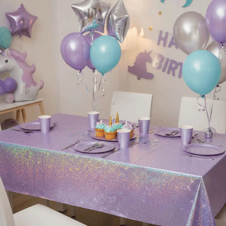 Purple Iridescent Laser Disposable Tablecloth for Party Decoration