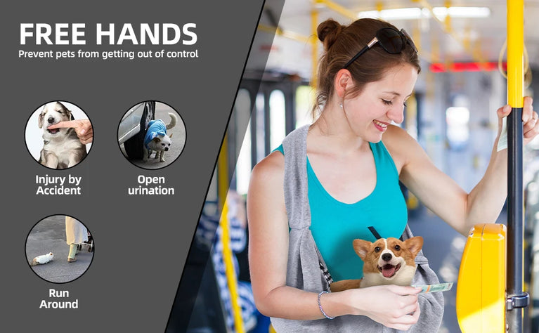Dog Carrier Sling Hand Free Travel Puppy Sling Carrier Bag Safety Harness