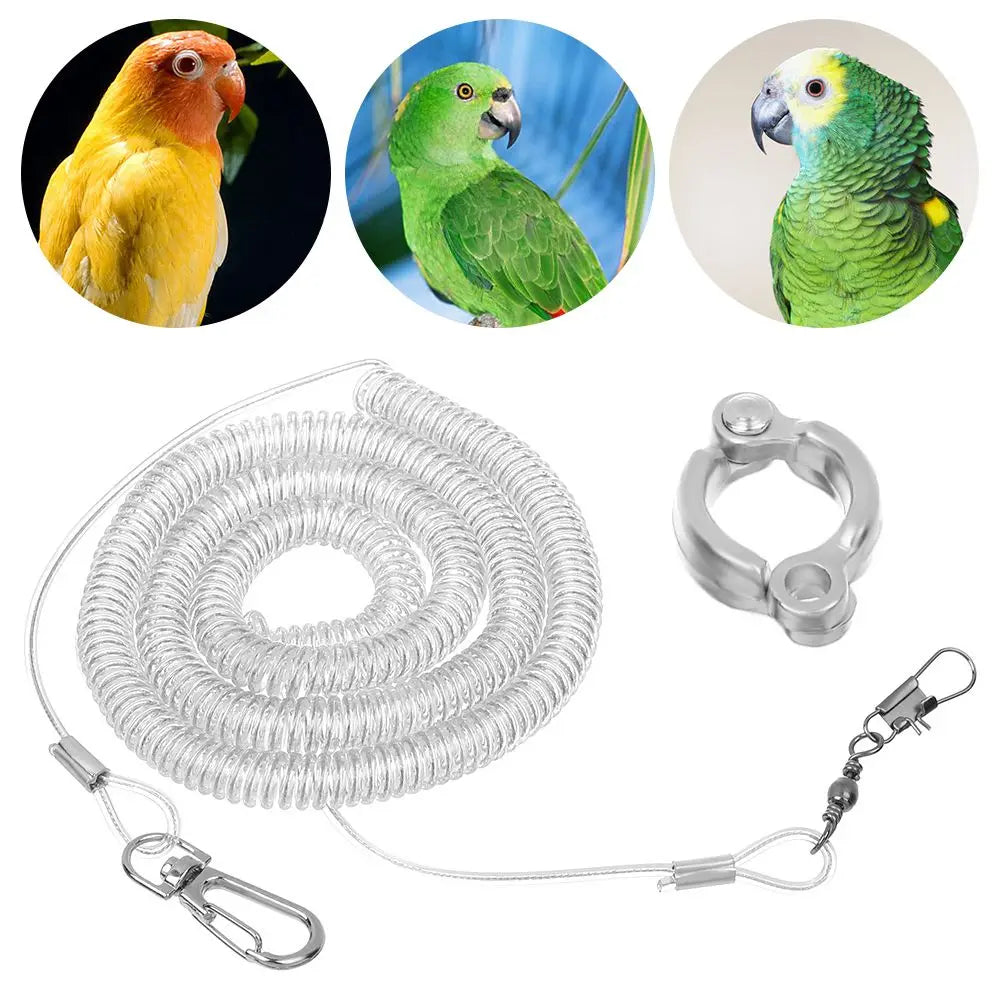 Parrot Flying Training Leash & Anti-Bite Leg Ring | Ultra-Light Flexible Harness