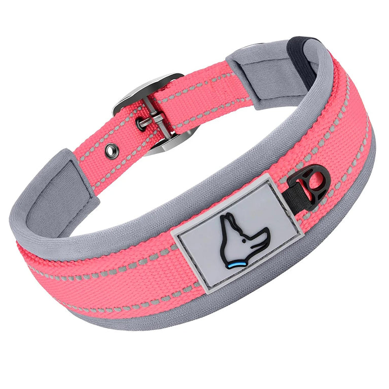 Padded Dog Collars Reflective Adjustable Heavy Duty Nylon Wide