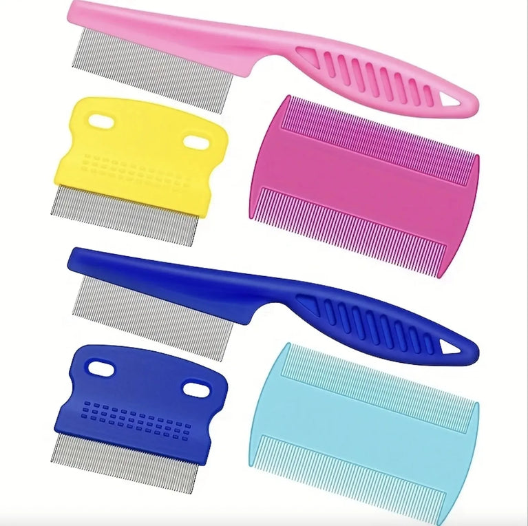 6PCS Flea Metal Lice Cat Dog Deshedding Grooming Comb Kit Tool Set