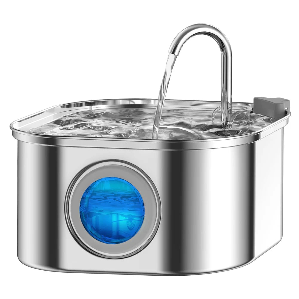 3.2L Stainless Steel Pet Water Feeder Auto Cat Fountain Smart Dog Water Dispenser Visual Window Bowl