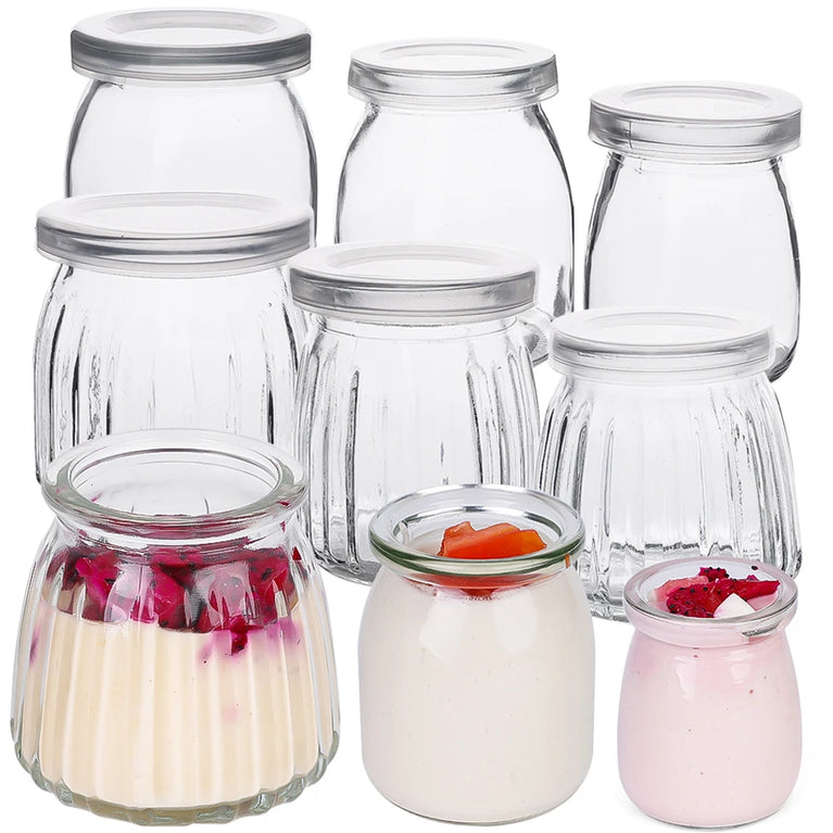 Glass Baking Bottles with Lid Yogurt Pudding Mini Food Storage Jar Container