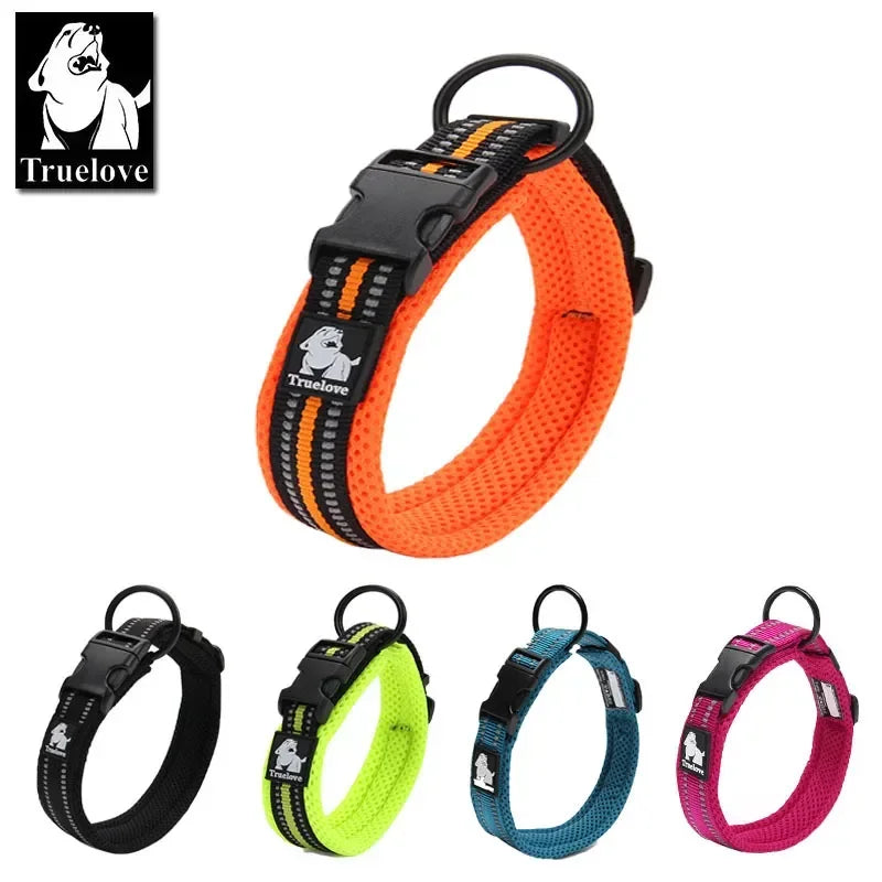 Adjustable Mesh Padded Dog Collar 3M Reflective Nylon Heavy Duty Proof