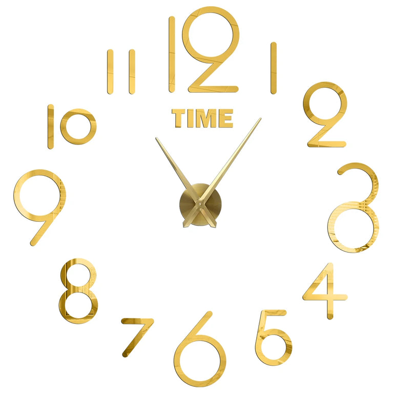 3D DIY Large Wall Clock | Modern Acrylic Mirror Surface Home Décor
