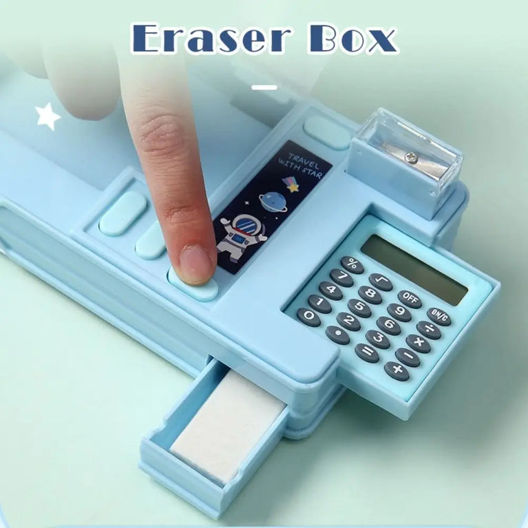 Multifunctional Pencil Case | Integrated Calculator & Sharpener Stationery Box