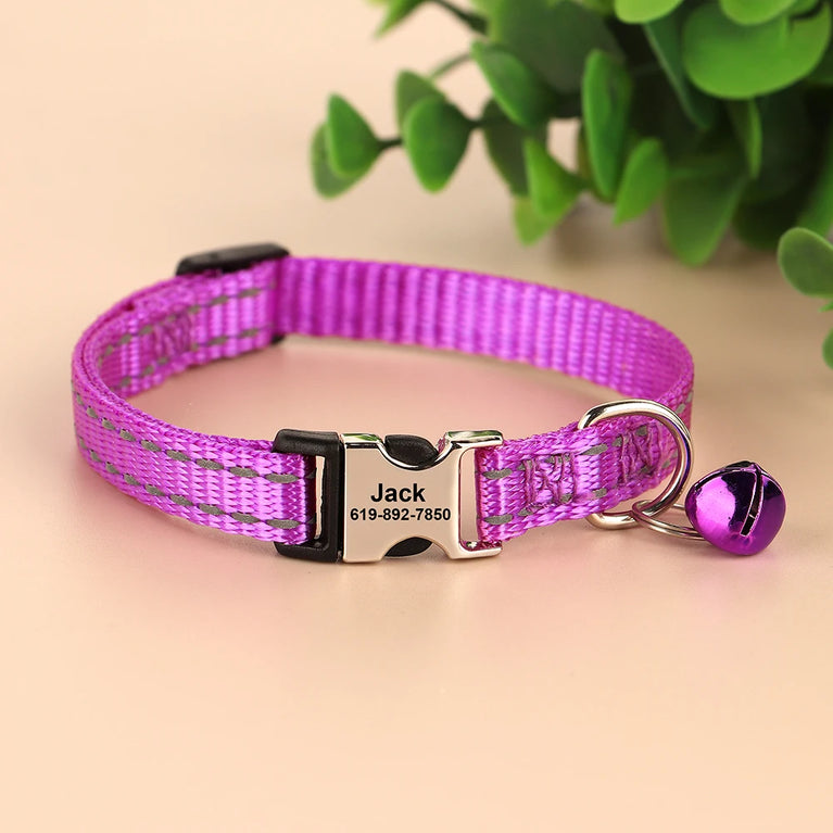 Cat Collar Free Personalized Kitten Collar Engraved Antilost Adjustabl