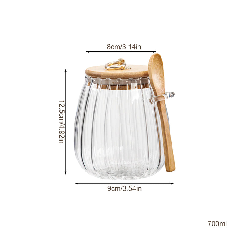 Airtight Glass Storage Container Jar with Lid Spoon Kitchen Pantry Canister