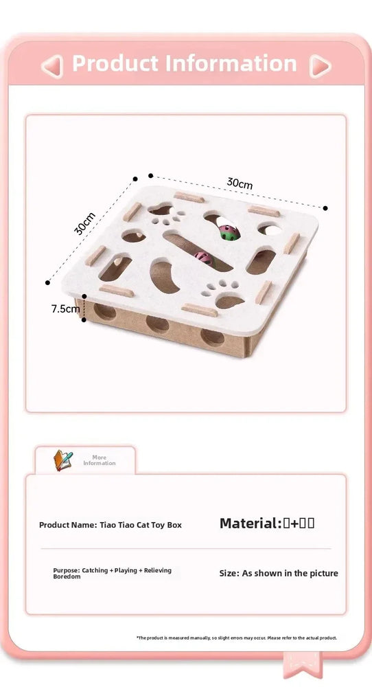 Cat Puzzle Toy Felt Box with Ball Indoor Interactive Cat Toy Fun