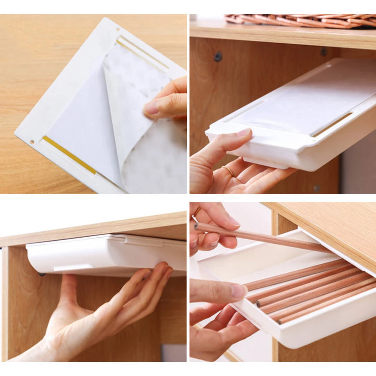 Hidden Storage Box Desk Storage Drawer Self-Adhesive Organizer