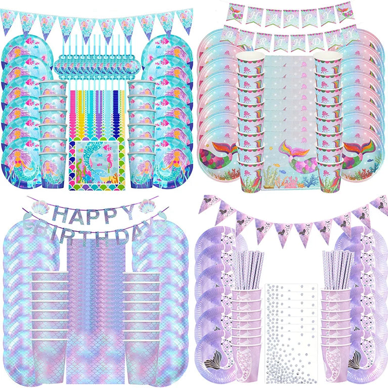 Mermaid Princess Birthday Party Set | Enchanting Disposable Tableware