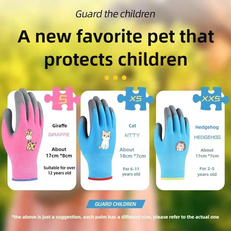 Kids Waterproof Wear Resistant Gardening Gloves Stab Proof Latex