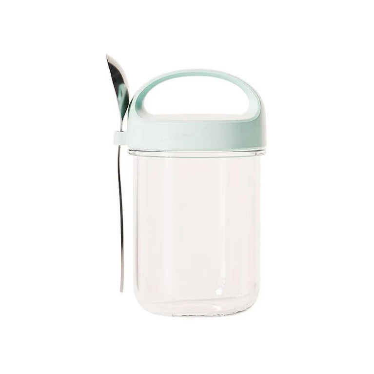 Glass Yogurt Breakfast Cup With Lid Spoon Overnight Oats Container Jar
