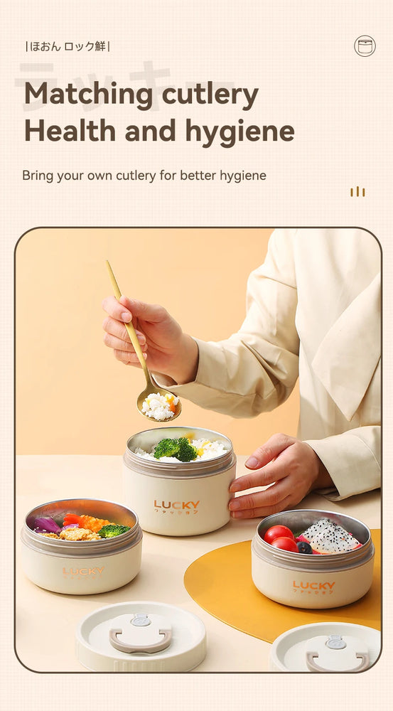 Bento Lunch Box Set Portable Keep Warm Insulated Stainless Steel Thermal Food Container Bag