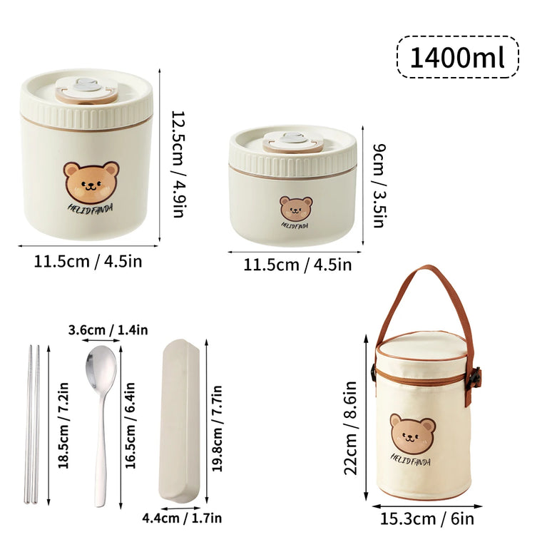 304 Stainless Steel Thermal Bento Lunch Box Leakproof Insulated Food Container