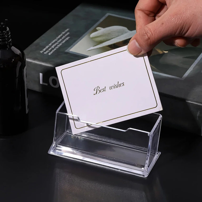 Clear Desktop Business Card Holder Storage Display Stand Organizer