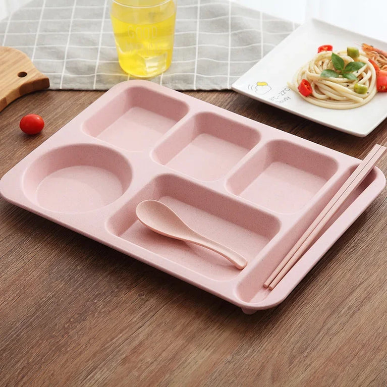 Eco-Friendly Wheat Fiber Meal Set | Anti-Fall Student & Toddler Dinnerware