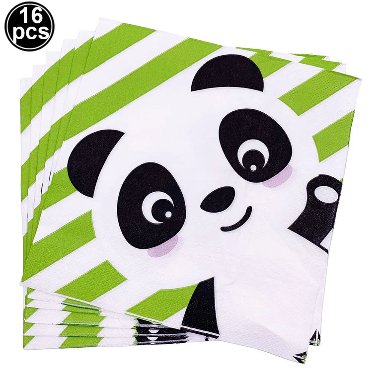 Panda Birthday Party Disposable Tableware Set Plates Cups Napkins Banner Decor