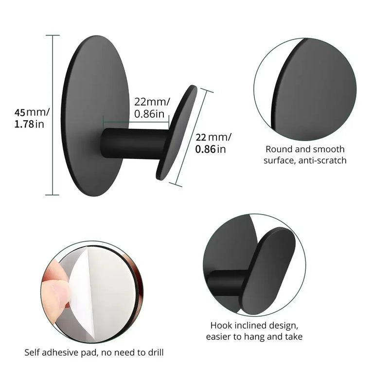 Self-Adhesive Hooks Heavy Duty Plastic Wall Hooks Towel Clothes Rack Hangers Bathroom Kitchen Waterproof Hooks
