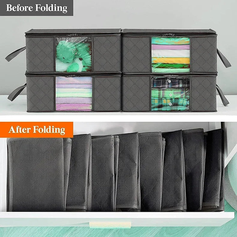 Large Capacity Foldable Storage Bag | 3D Wardrobe Organizer for Blankets & Clothing