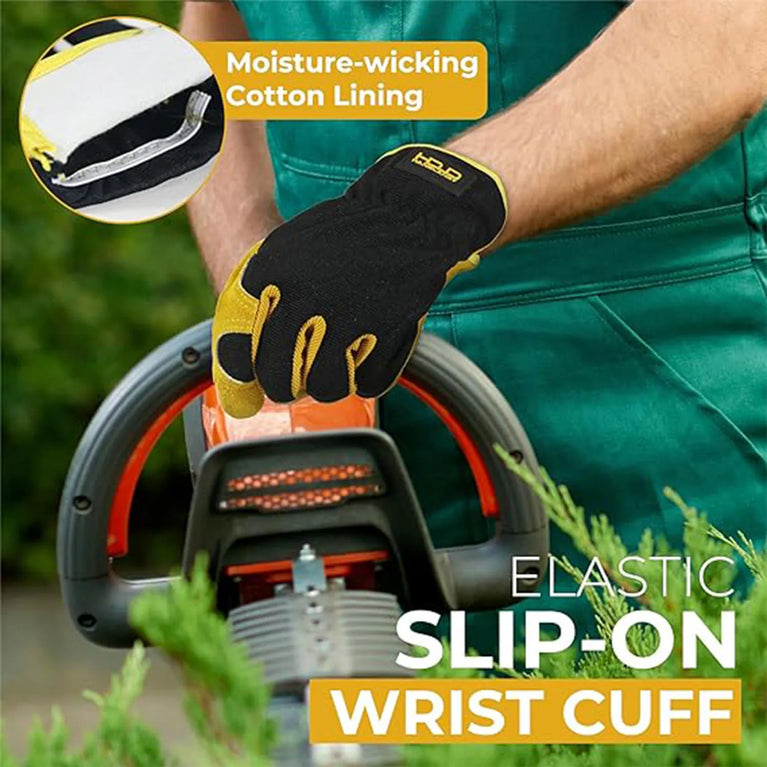 Leather Gardening Gloves Heavy Duty Breathable Work Protection