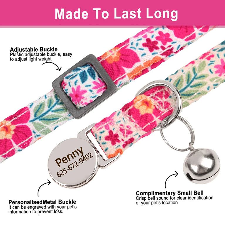 Cat Collar Free Personalized Kitten Collar Engraved Antilost Adjustabl