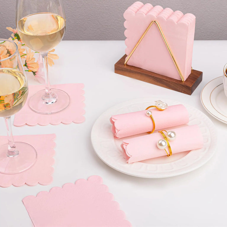 50PCS COCKTAIL SCALLOPED EDGE DISPOSABLE PAPER NAPKINS 5X5 INCH DINNER WEDDING PARTY