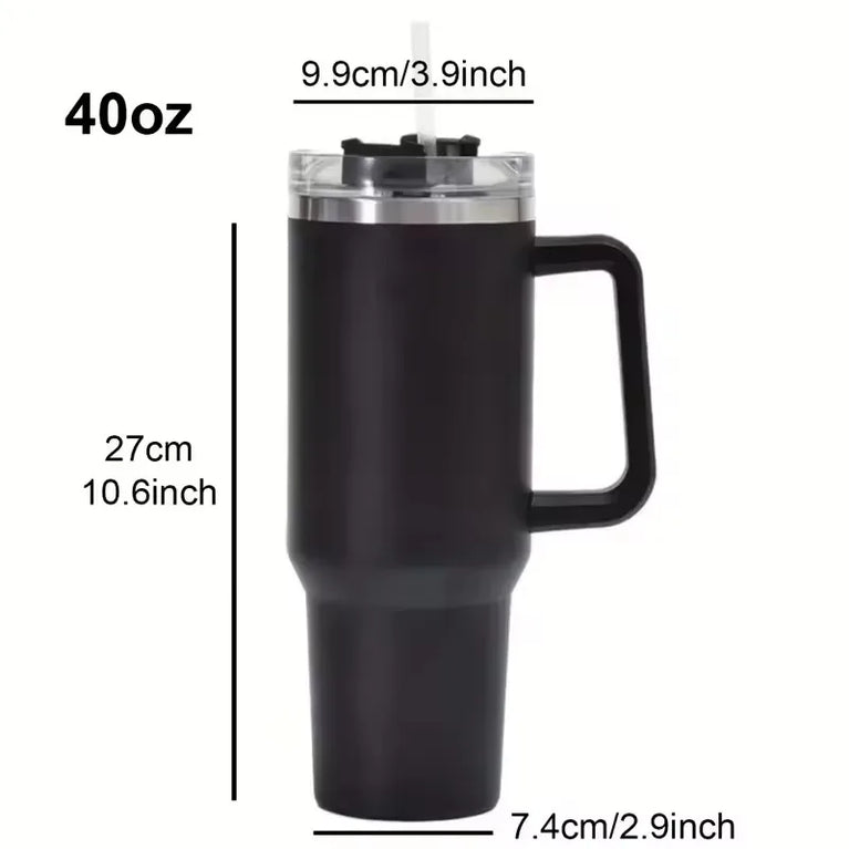 40OZ Stainless Steel Insulated Vacuum Waterbottle With Handle Straw Cup