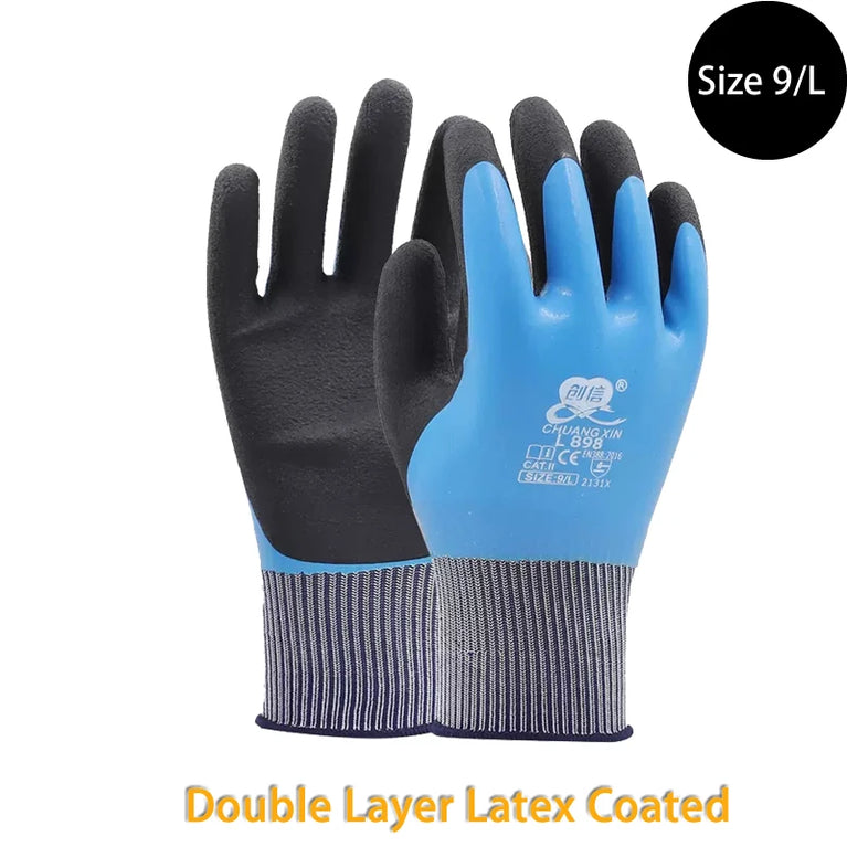 Super Grip Rubber Coated Waterproof Gardening Gloves Anti Slip Work