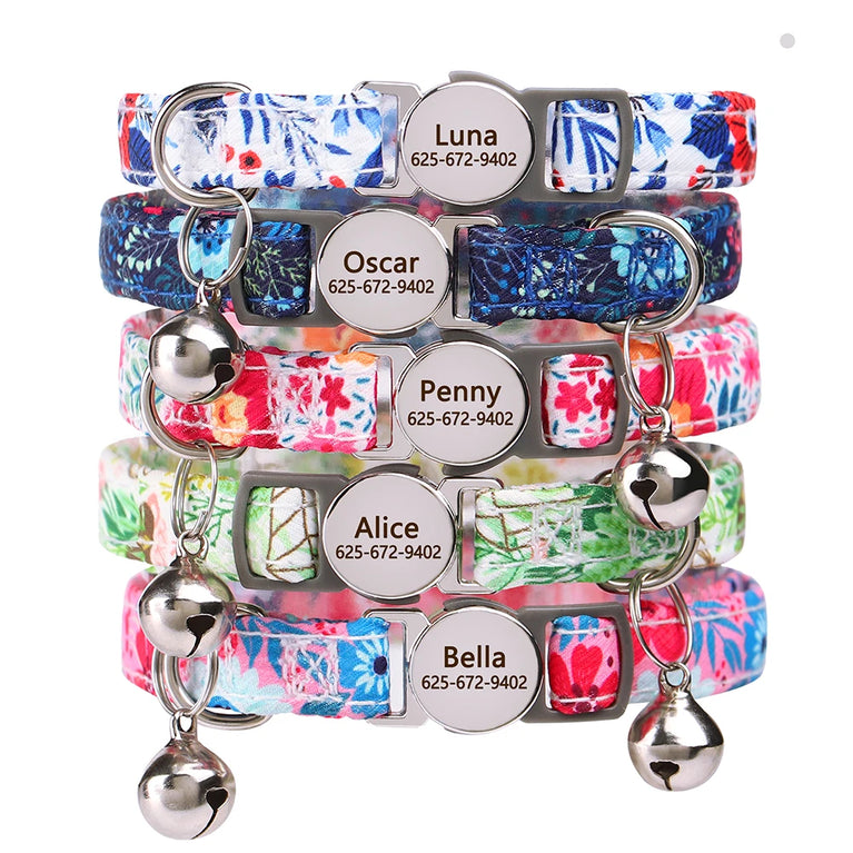 Cat Collar Free Personalized Kitten Collar Engraved Antilost Adjustabl