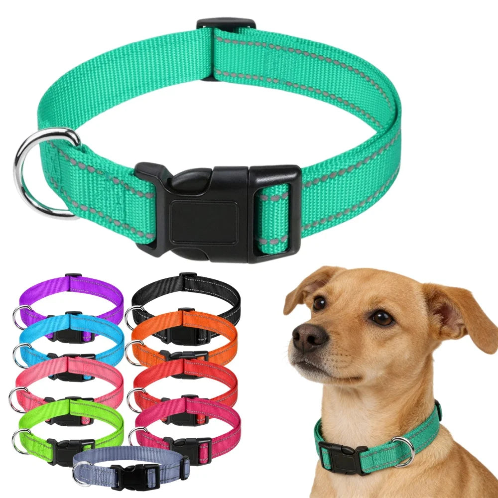 10 Colors Pet Dog Collar Nylon Neck Collar Small Medium Large Dog Chihuahua Reflective