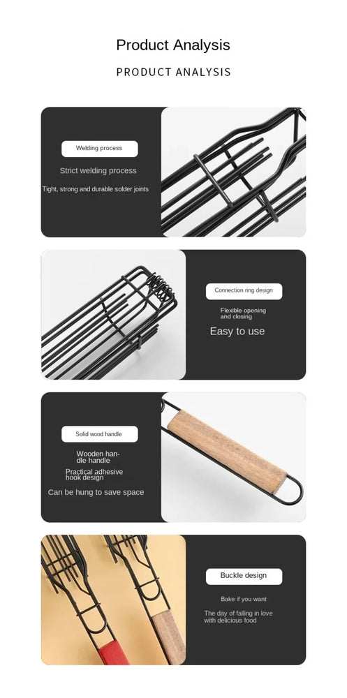 Mini Barbecue Hot Dog Cage | Stainless Steel Non-Stick Grill Basket