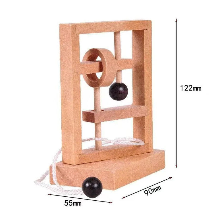 Muddy Puddles Wooden Rope & Ring Puzzle | Classic 3D Brain Teaser