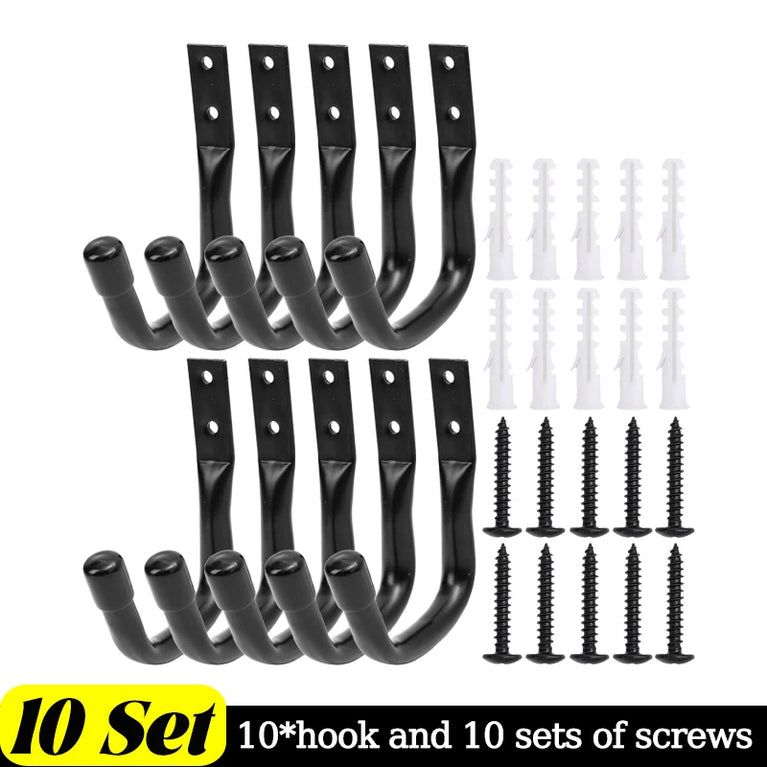 12/2x Heavy Duty Metal Garage Storage Hooks Wall Mounted J Hanger Hooks Utility Hanging Hook for Cycling Bike Garden Accessories