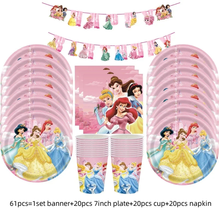 Princess Six Theme Party Disposable Tableware Set Girls Birthday