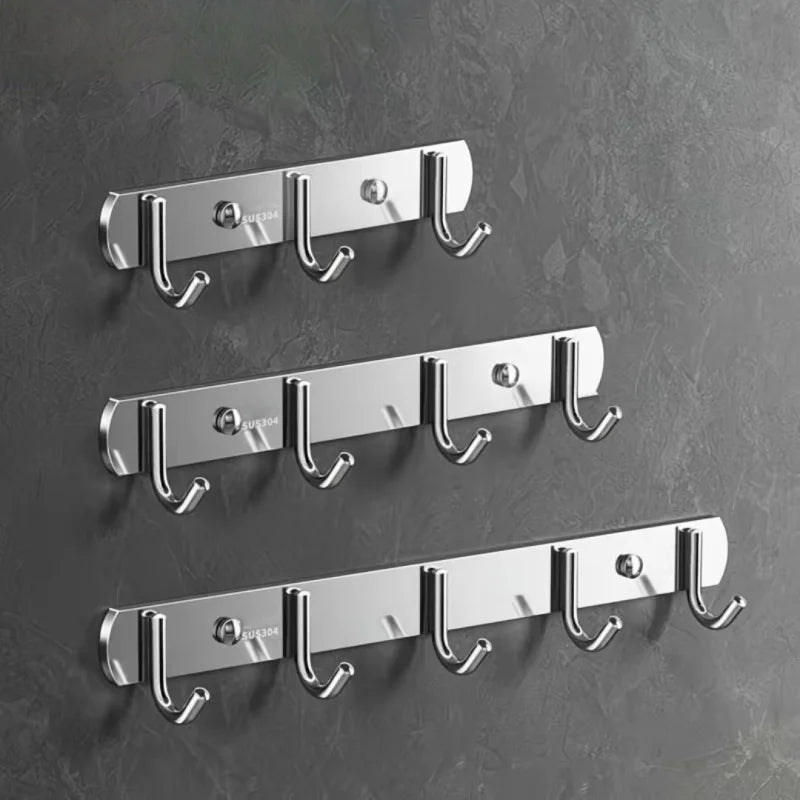 Steel Colored Row Hooks Bathroom Clothing Storage Wall Organizer Shelf