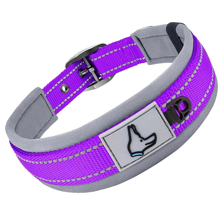 Padded Dog Collars Reflective Adjustable Heavy Duty Nylon Wide