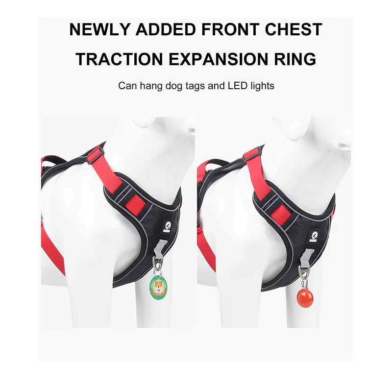 Reflective Tactical Dog Harness Vest Waterproof Oxford Durable Adjustable Large Dog Harness