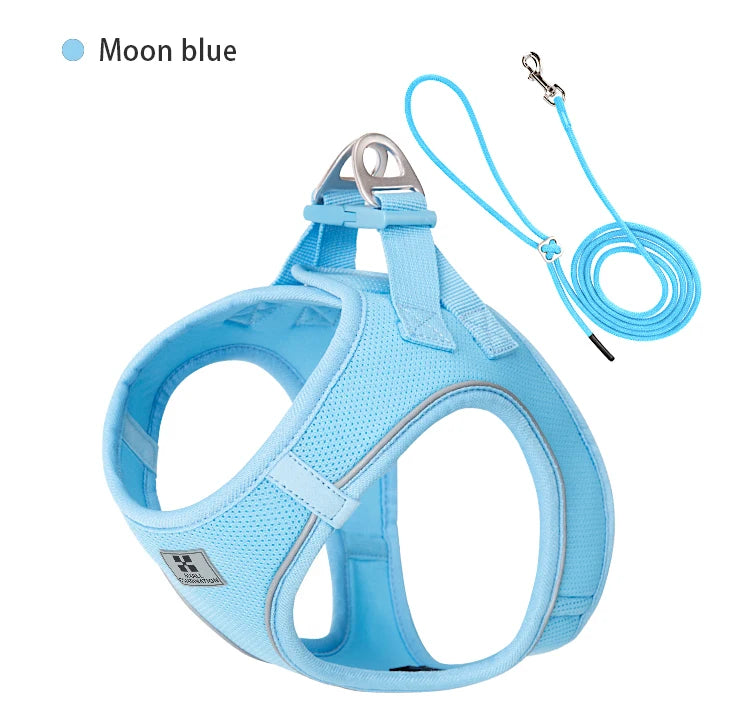 Adjustable Reflective Dog Harness Leash Set Step-In Soft Air Mesh Vest