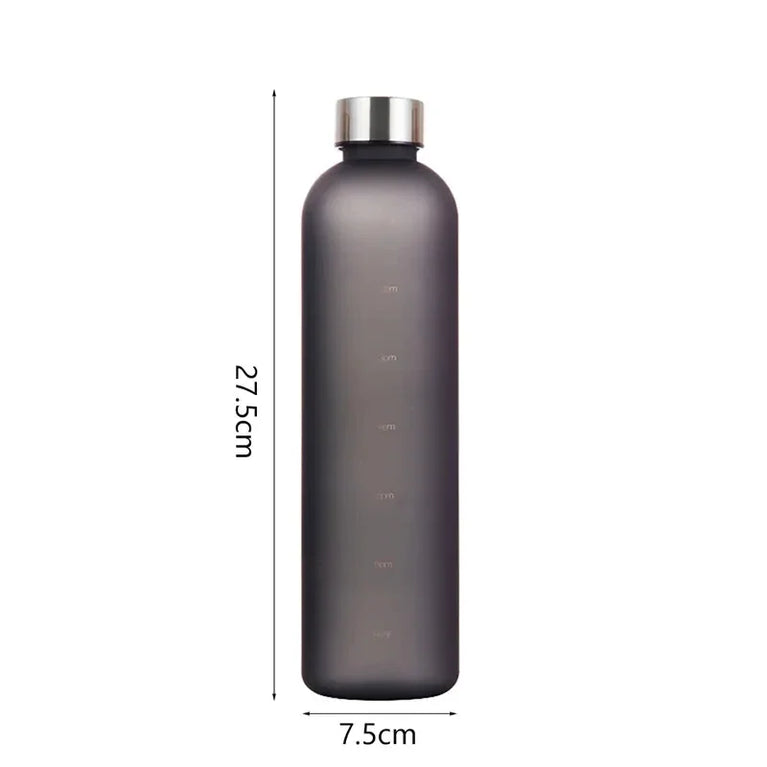 1L Water Bottle with Time Marker Leakproof BPA-Free Fitness Sports Outdoor Travel Hydration Bottle with Straw