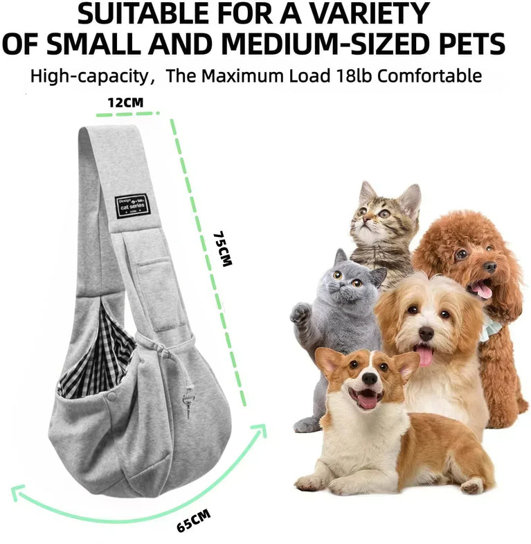 Dog Carrier Sling Hand Free Travel Puppy Sling Carrier Bag Safety Harness