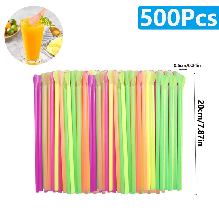 50-2000PCS Beverage Spoon Straws for Milkshake Smoothie Party Drinks