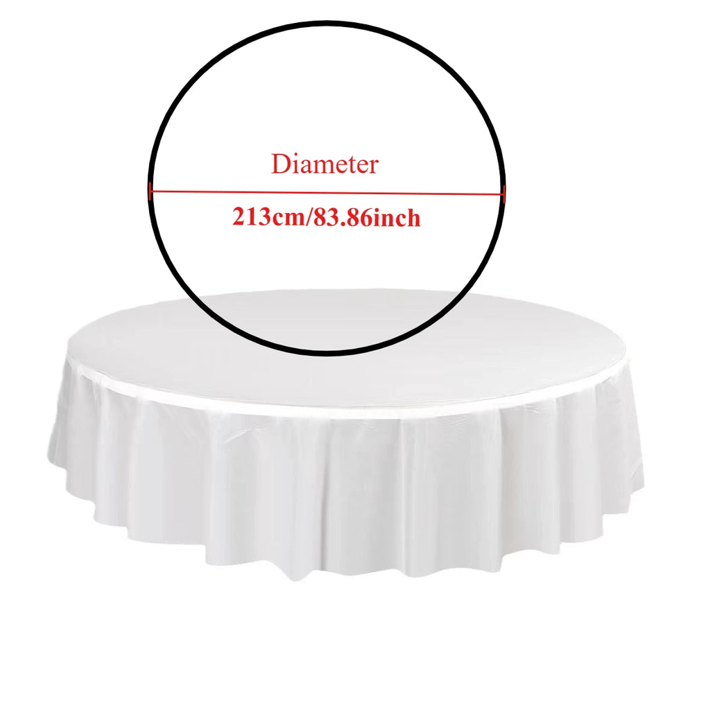 1Pc Disposable Round Table Cloth 84 Inch Plastic Tablecloth Wedding Birthday Party Decor