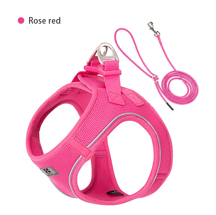 Adjustable Reflective Dog Harness Leash Set Step-In Soft Air Mesh Vest