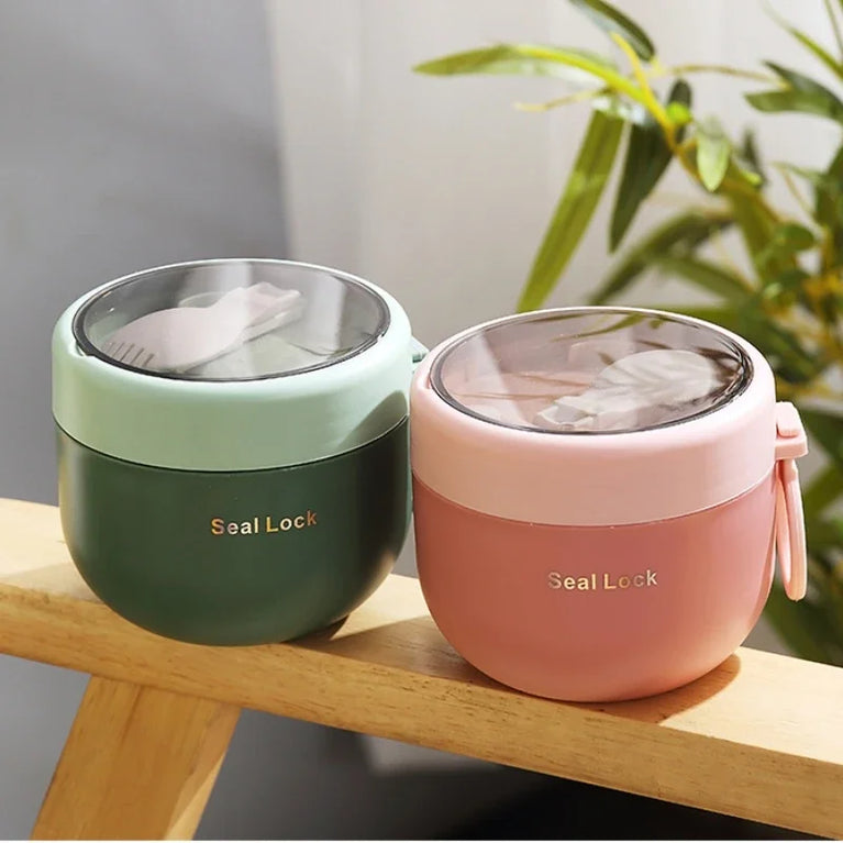 600ML 304 Stainless Steel Soup Noodle Bowl with Lid Leakproof Lunch Box Container