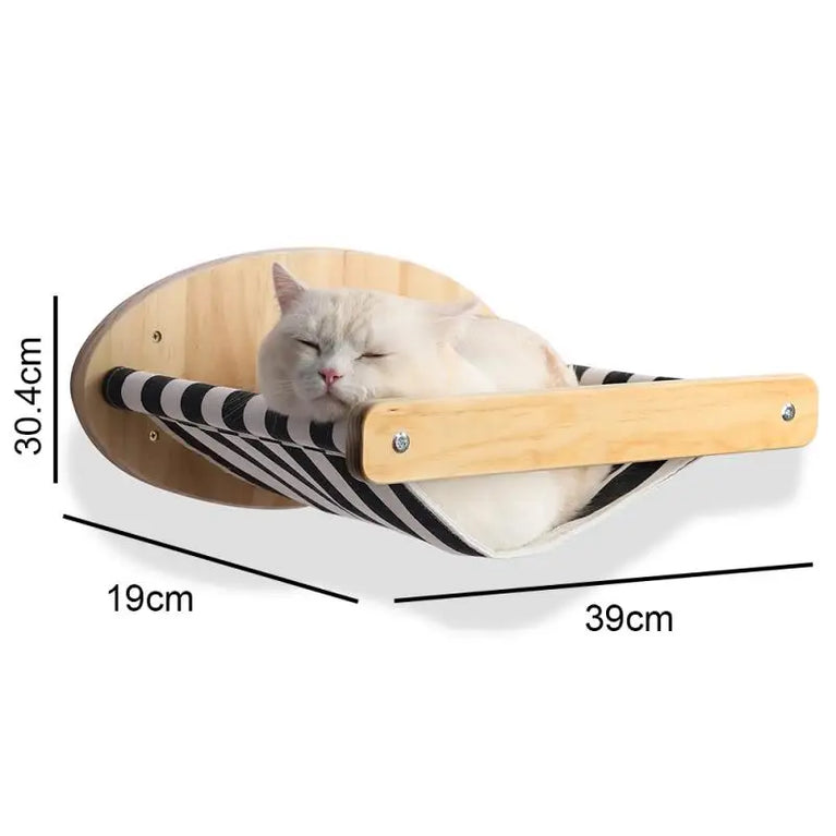 Wall-Mounted Cat Hammock & Climbing Set | Space-Saving Wood Furniture