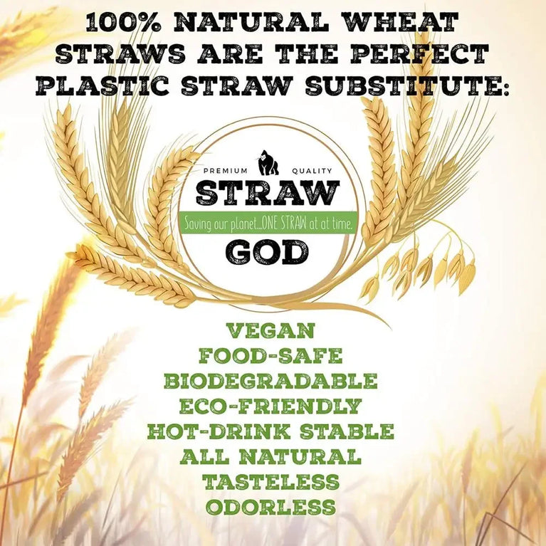 100PCS Disposable Wheat Straw Eco-Friendly Natural Drinking Straws
