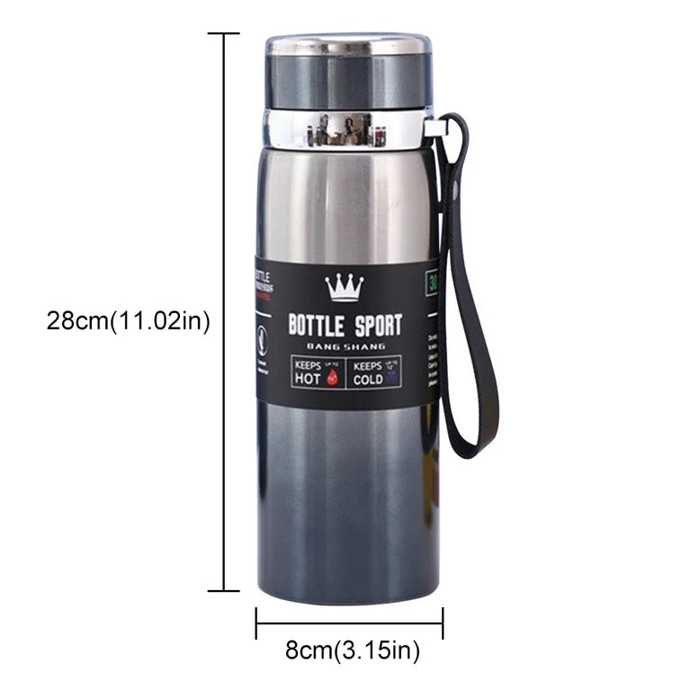 1L Stainless Steel Vacuum Thermal Water Bottle with Handle & Brush Set