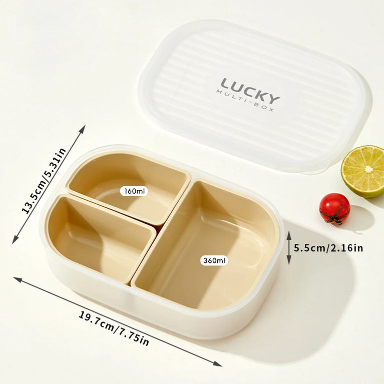 3-Grids Microwave Bento Lunch Box Stackable Leakproof Food Container